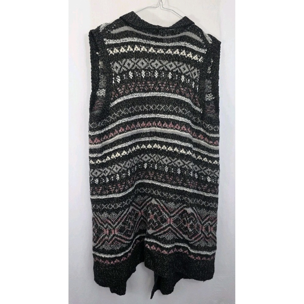 Eddie Bauer Vest Open Sweater Cardigan Sx L Aztec Southwestern Sleeveless Cozy - Picture 2 of 10